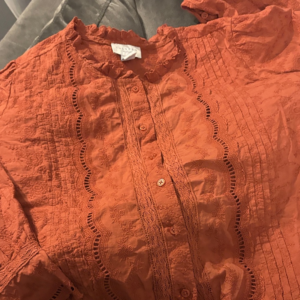 Calypso St. Barth Orange Button Down Shirt